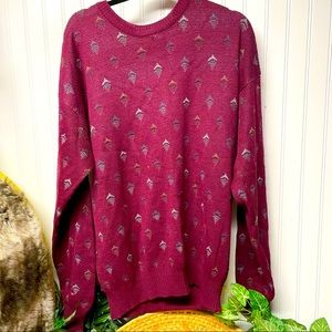 Peter England Vintage 80s Abstract Knit Sweater XL